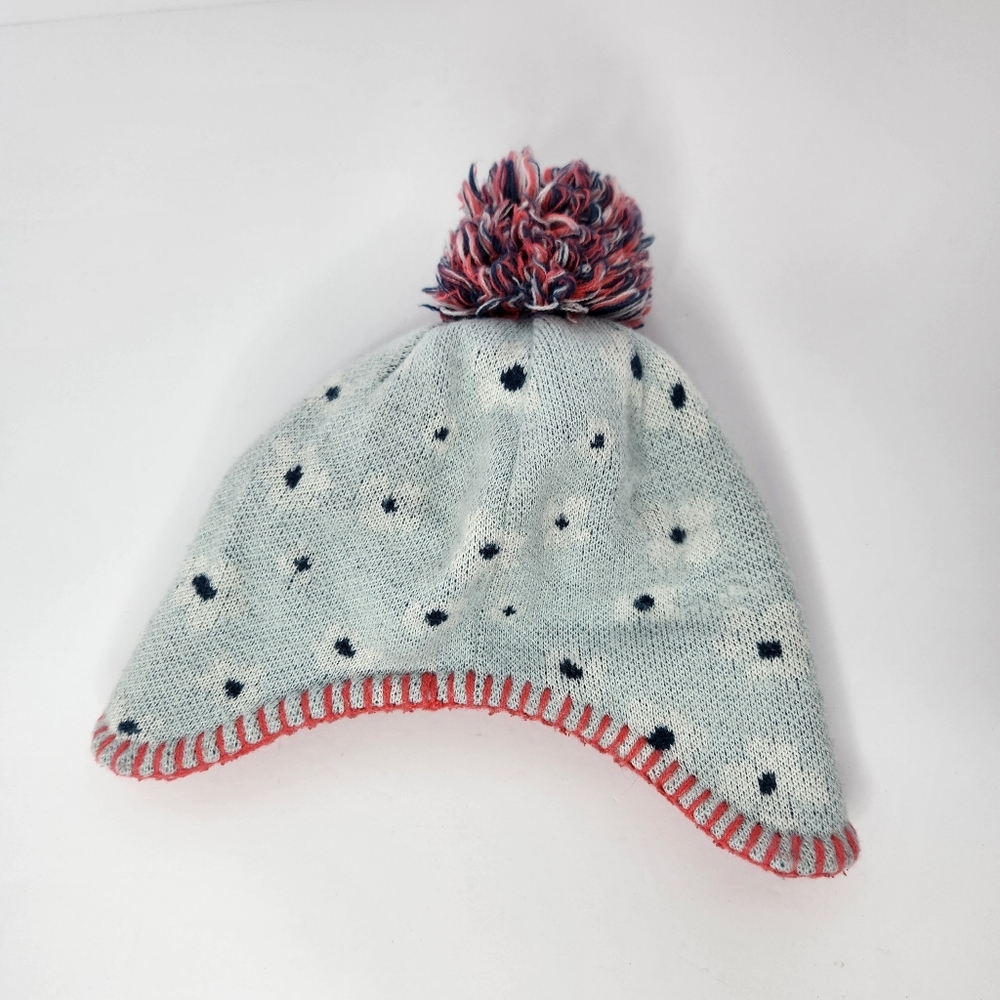 The North Face Kids' Pom-Pom Beanie Winter Hat Gray and Red XS 6-24 Month - Picture 2 of 9